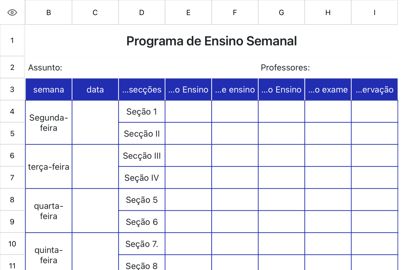 Programa de Ensino Semanal